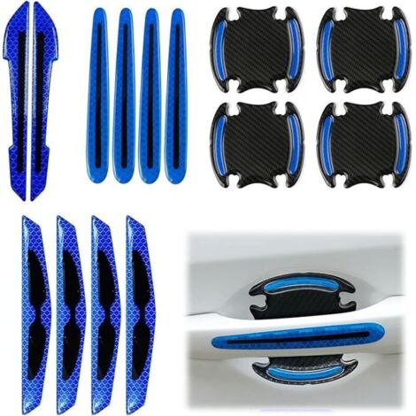 Set mit 14 Türgriffschutzfolien, Türschutzaufklebern, reflektierenden Türschutzfolien, reflektierenden Warnaufklebern (blau)