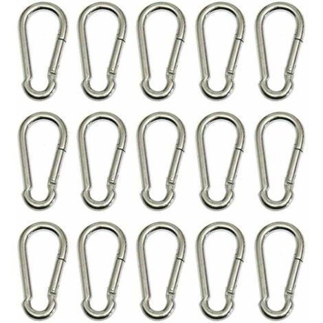 Set mit 15 Karabinerhaken 4 x 40 mm aus verzinktem Stahl