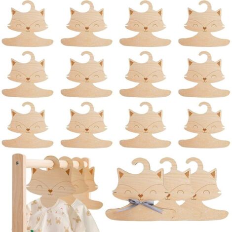 Set mit 15 rutschfesten, fuchsförmigen Kleiderbügeln aus Holz für Kinderzimmer und Kleidung