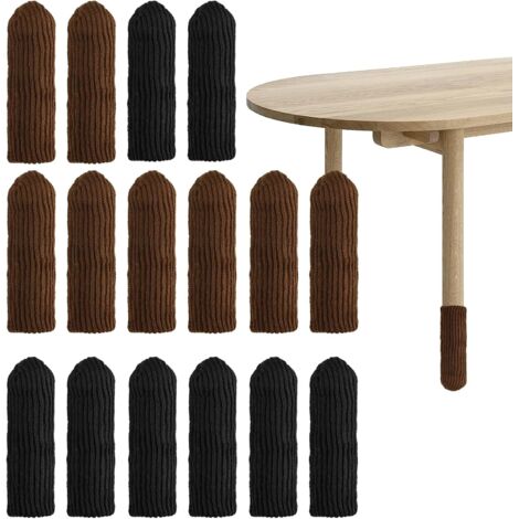 Set mit 16 Stuhlbeinkappen – Schutzhüllen für runde Möbelbeine – Filzgleiter – Für Stühle, Möbel, Tische (schwarz, braun)