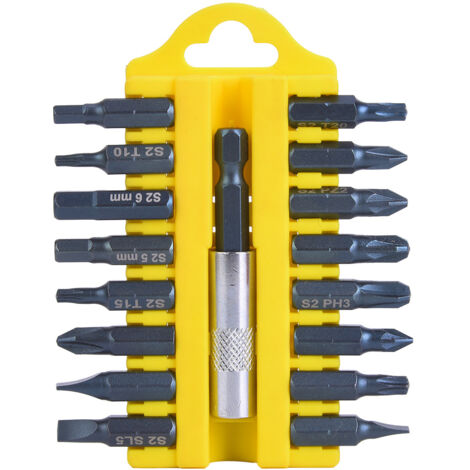 Set mit 17 magnetischen Multifunktions-Elektroschraubendreherbits, kompatibel mit Schlitz- und Kreuzschlitzschraubendrehern.