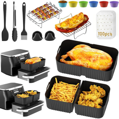 Set mit 17 Silikon-Zubehörteilen für die Ninja Foodi Flex 10,4 L AF500EU Heißluftfritteuse (1 x 10,4 L Form und 2 x 5,2 L Formen), etc.