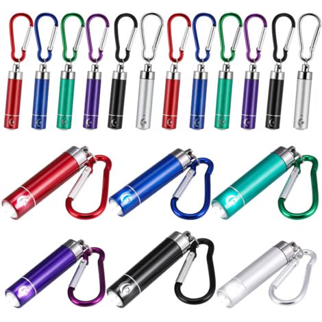 Set mit 18 Mini-Taschenlampen – Mitbringsel für Kindergeburtstage mit Schlüsselanhänger – LED-Taschenlampen in 6 Farben, aus leichtem und robustem Aluminium