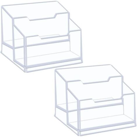 Set mit 2 Acryl-Visitenkartenhaltern, Visitenkartenständer, transparenter Visitenkartenhalter mit 2 Fächern