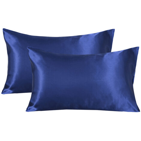 Set mit 2 atmungsaktiven und staubdichten Kissenbezügen aus Kunstseide (Queen-Size)