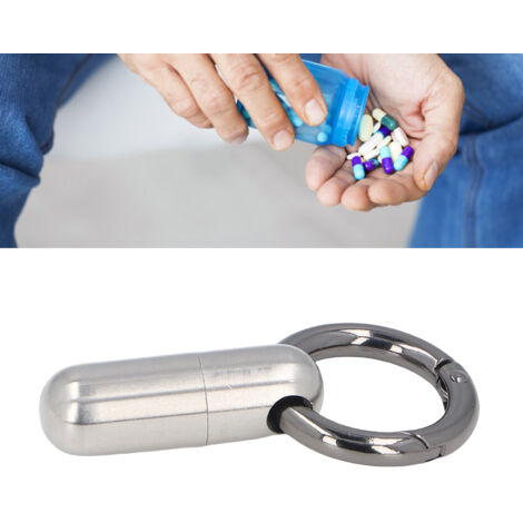 Set mit 2 auslaufsicheren Edelstahlkapseln mit Schlüsselanhänger - Tragbarer Behälter für Reisen und Outdoor-Aktivitäten (5,5 cm, silber)
