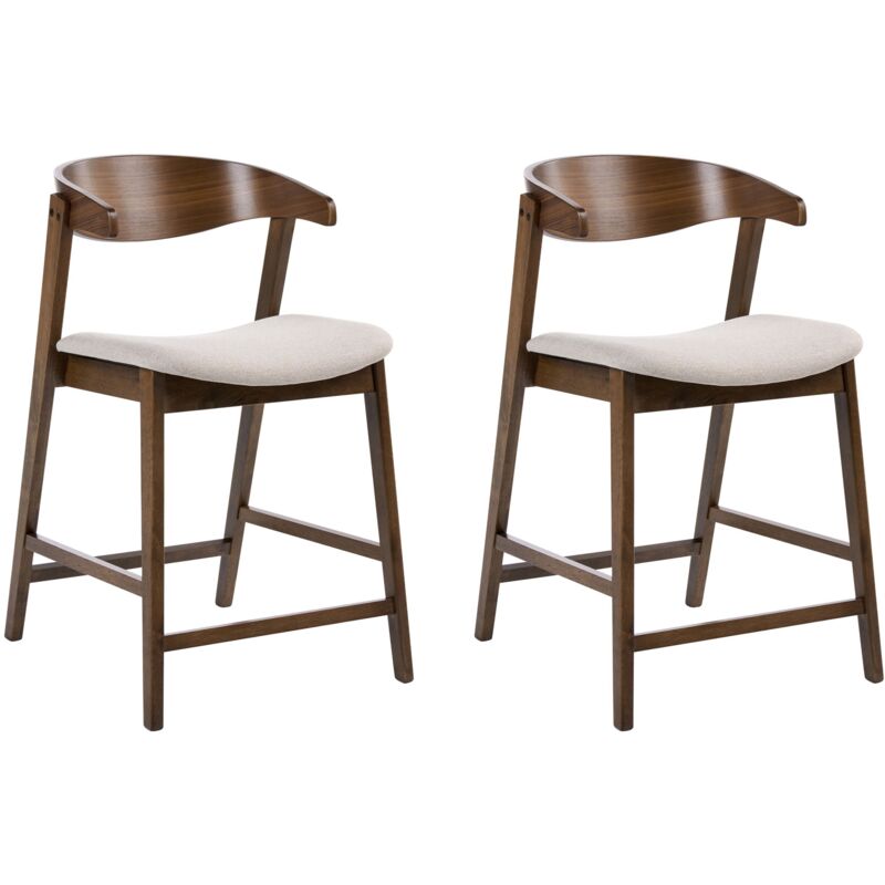 Beliani Set Mit 2 Barstühlen Lilly Dunkelbraun / Beige