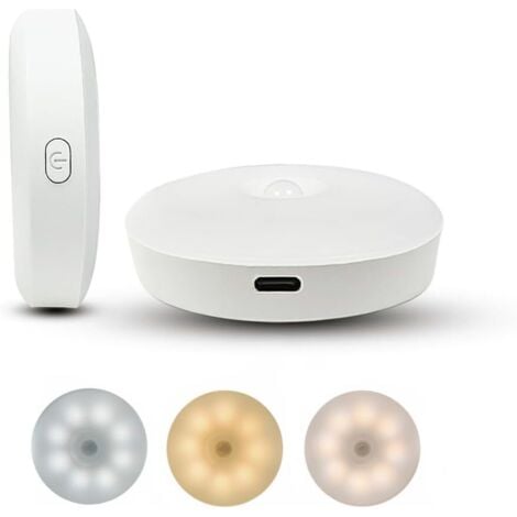 SERBIA Set mit 2 Bewegungsmelder-Lampen für den Innenbereich, Nachtlichter mit Lichtsensoren, drei Farben, magnetische Befestigung, wiederaufladbar