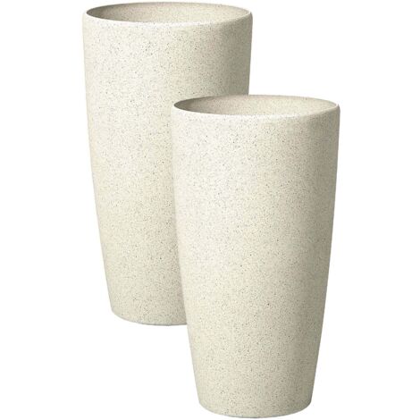 Set mit 2 Blumentöpfen ABDERA 23 cm Hellbeige
