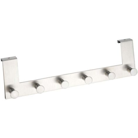 Set mit 2 Celano Türhaken, 12 Haken für Handtücher und Mäntel, kein Bohren erforderlich, maximale Türstärke 2 cm, 2 x 39 x 11 x 5,5 cm, Edelstahl satiniert