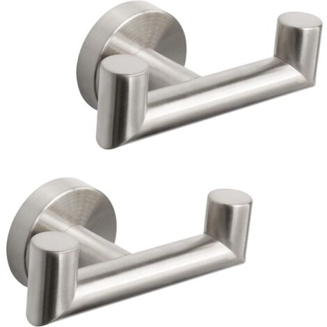 Set mit 2 doppelten Handtuchhaken aus Edelstahl für Bad, Wohnzimmer, Küche, Wandmontage