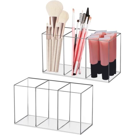 Set mit 2 durchsichtigen Aufbewahrungsboxen für Make-up, ideal für Frisiertische, Schlafzimmer und Badezimmer.