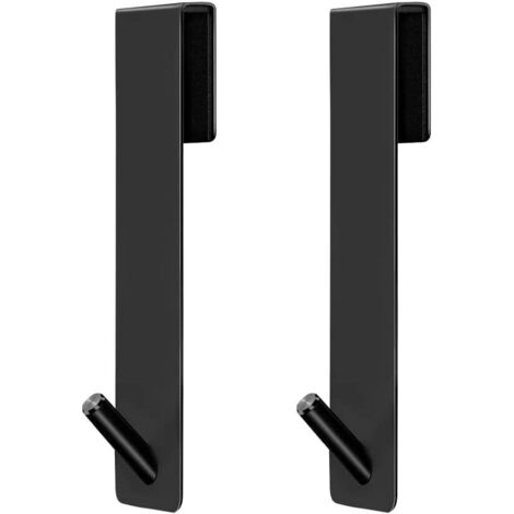 Set mit 2 Duschtürhaken aus Edelstahl, kein Bohren erforderlich, zum Aufhängen von Handtüchern, rahmenlos, für Badezimmer (17,8 cm, schwarz)