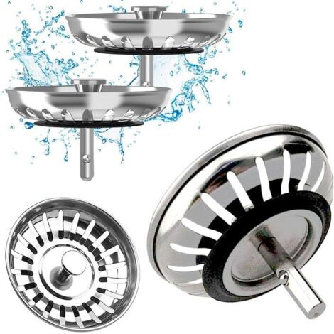 Set mit 2 Edelstahl-Abflussstopfen für Spülbecken, Küchenutensilien