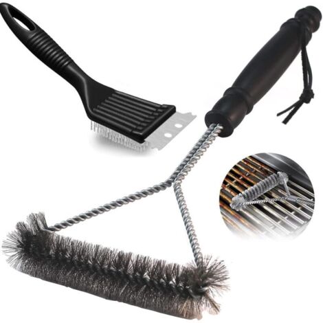 Set mit 2 Edelstahl-Drahtbürsten für Grills, Grillzubehör, geeignet für alle Grillarten