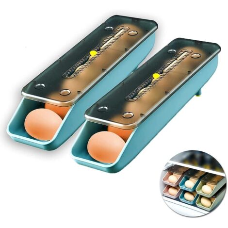 Set mit 2 Eierbehältern für den Kühlschrank, Behälter mit transparenten Deckeln und automatischer Aufbewahrung