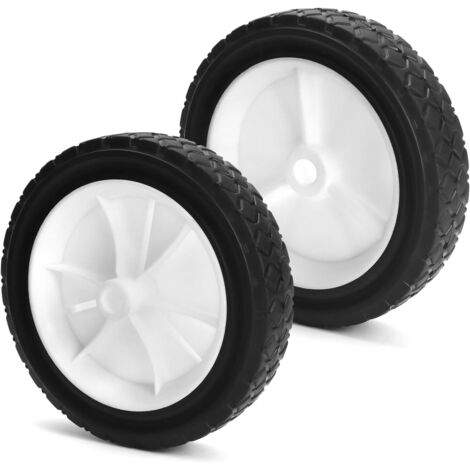 Set mit 2 Ersatzrädern für Rasenmäher, Grillwagen, Transportwagen – Gummi & ABS, Durchmesser 175 mm, Tragfähigkeit 70 kg (7" x 1,5")