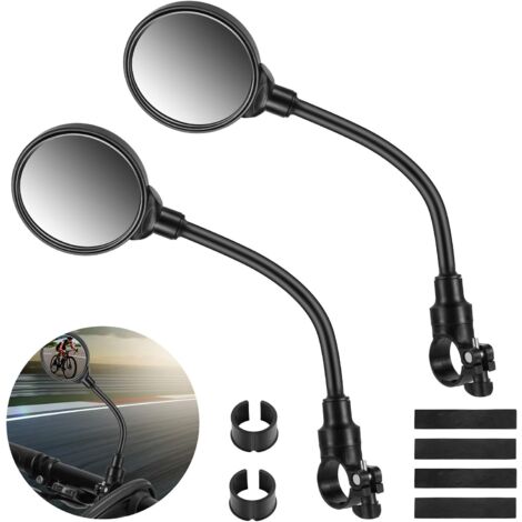 Set mit 2 Fahrrad-Rückspiegeln für 22–32 mm-Lenker, 3D-Sicherheit, 360° verstellbar und drehbar, für Fahrräder, Elektrofahrräder, Mopeds