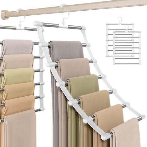 Set mit 2 faltbaren Hosenbügeln, platzsparend, 360° drehbarer Gürtel für Hosen, Röcke, Schals