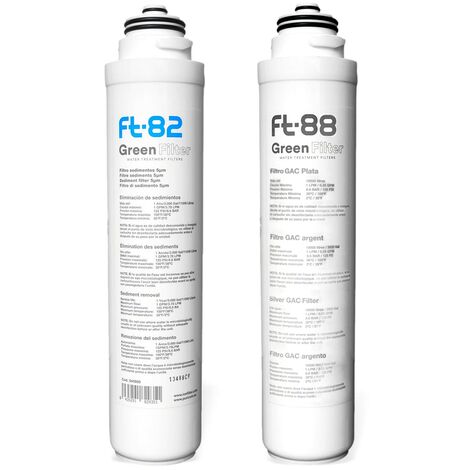 Set Mit 2 Filterkartuschen Für Duo- Und Trio-untertischfilterkartuschen Ft82 Sedimentfilter Ft88 Hochbeständige Aktivkohle