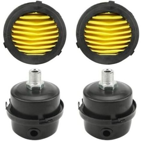 Set mit 2 filtros de amortiguación de ruido para compresores de aire, 1/4" PT, 12,5 mm filtro de entrada para compresores de aire de metal, silenciador (12,5 mm) + 2 insertos de filtro de repuesto
