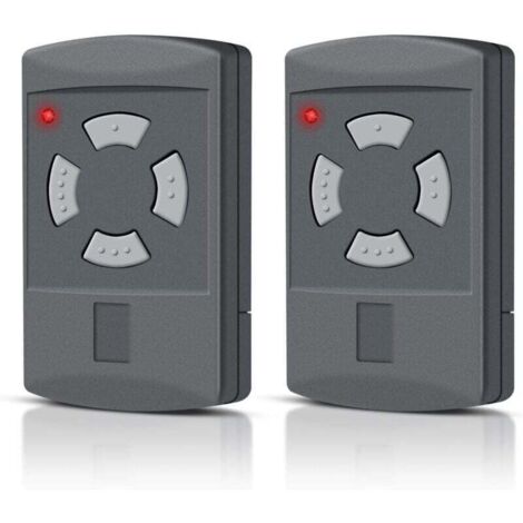 Set mit 2 Garagentor-Fernbedienungen – 40,685 MHz – Kompatibel mit Hörmann HSM4-40, HSM2-40, HS2-40, HS4-40, HSE2-40, HSE4-40, Graue Taste – 4 Kanäle