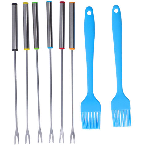Set mit 2 Grillzubehörteilen aus Edelstahl – Gabel und Silikonpinsel für Küche und Garten