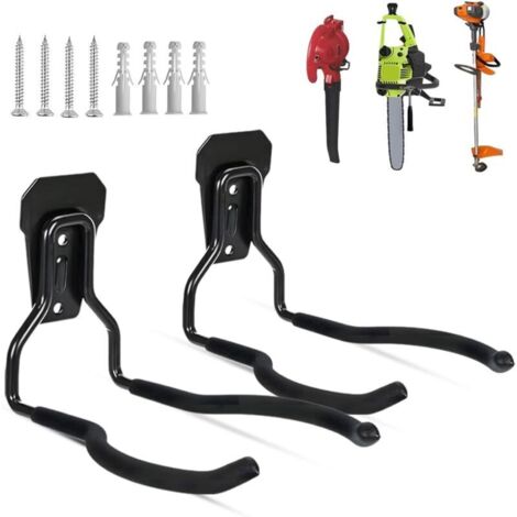 Set mit 2 Haken für Freischneider, Wandbesenhalter, Garagenwandhaken, Haken für Gartengeräte, Haken für Rasenmäher mit Kabel, Unkrauthalter