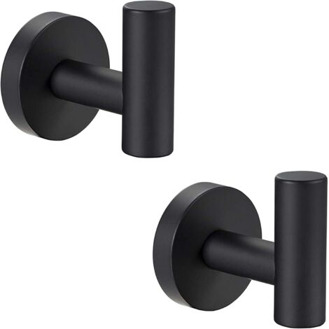 Set mit 2 Handtuchhaken fürs Badezimmer mit mattschwarzen Metallschrauben. Robuster Bademantelhaken aus Edelstahl SUS 304. Türhänger für Handtücher, Kleider, Kleidung und Schränke. Schwammhaken für Ho