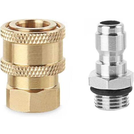 Set mit 2 Hochdruckreiniger-Adaptern, 14 mm M14 x 1,5 auf 1/4 Zoll Schnellkupplungsset, Anschlusszubehör, Hochdruckreinigerpistole für Garten, Rasen, Auto, Wasserflasche