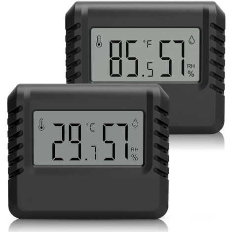 Set mit 2 Hygrometer-Thermometern – Hygrometer, Raumthermometer, schwarzes Digitalthermometer