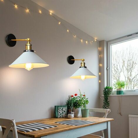 Set mit 2 Industriellen Wandleuchten aus Eisen, verstellbar, E27, für Schlafzimmer, Korridor, Weiß - Weiß