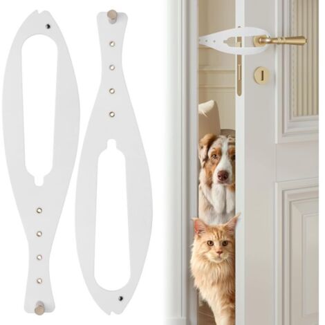 Set mit 2 Katzenklappenstoppern, um zu verhindern, dass Hunde an Katzentoilette und Futter gelangen. Mit verstellbaren Gurten (5,1 bis 15,2 cm breit), kein Abmessen erforderlich, einfache Montage, wei