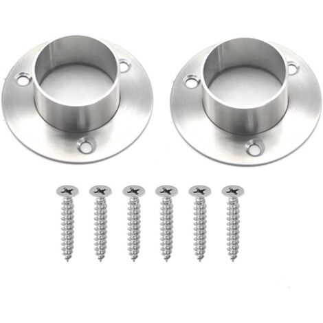 Set mit 2 Kleiderstangenhalterungen aus Edelstahl, inklusive Schrauben, 38 mm Durchmesser