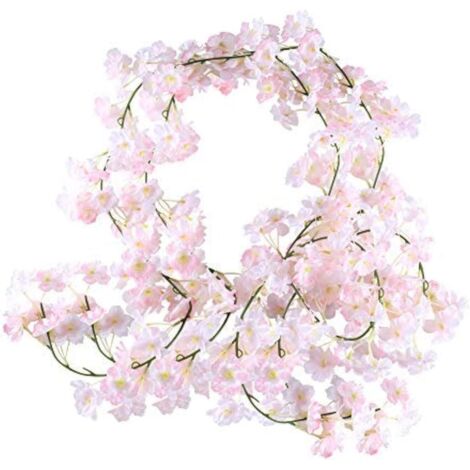 Set mit 2 künstlichen Kirschblütengirlanden zum Aufhängen – Rosen – Für Hochzeiten, Fahrräder, Wände, Balkone, Gärten und Wohnungen