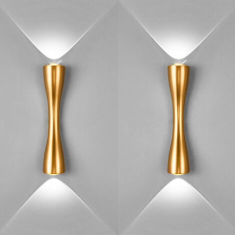 Set mit 2 langen, trompetenförmigen, wasserdichten LED-Wandleuchten, minimalistische Ambiente-LED-Wandleuchte, 220 V, 35 cm, 6 W, weißes Licht