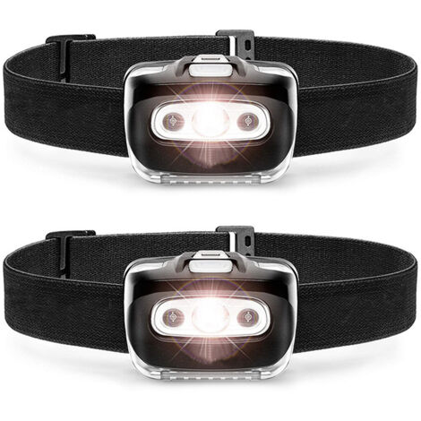 Set mit 2 LED-Scheinwerfern für Camping, Bergsteigen, Nachtangeln, Radfahren und Nachtlaufen.