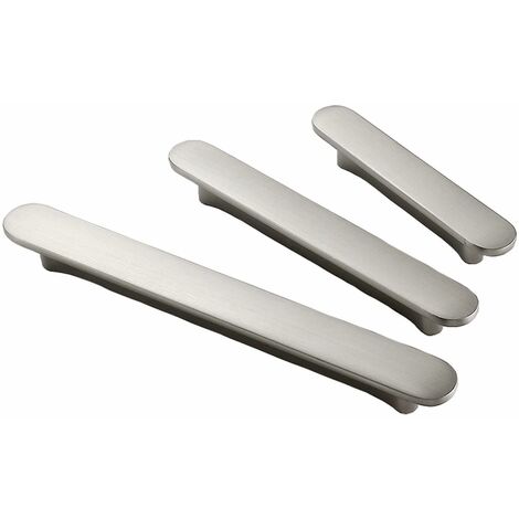 Set mit 2 Lochmitten 2,5'' (64 mm) Küchenschubladengriffe, Türknauf, moderne Zinklegierung, silberfarbene gebürstete Hardware