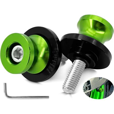 Set mit 2 M8 Bobbins-Seitenständerhalterungen für Kawasaki-Motorräder – Grün