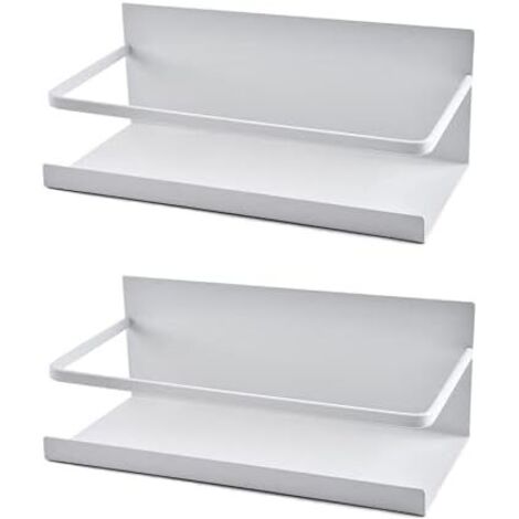 Set mit 2 magnetischen Edelstahl-Kühlschrankablagen, Hängeregal-Organizer (Weiß)