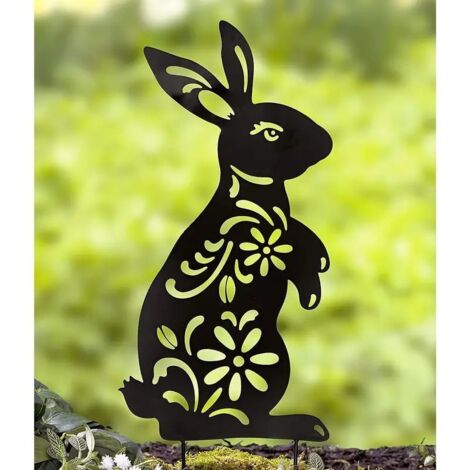 Set mit 2 Metall-Gartensteckern für Hasenfiguren, kreative Hasensilhouette, Rasen