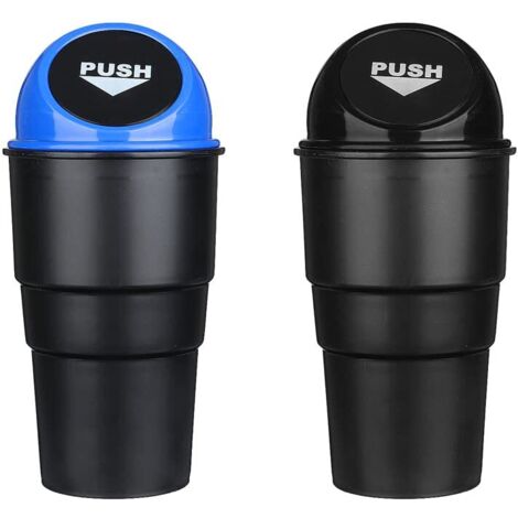 Set mit 2 Mini-Automülleimern aus Kunststoff – Schwarz und Blau