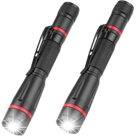 Set mit 2 Mini-LED-Taschenlampen – mit Clip – zoombar – wasserdicht – für Wandern, Camping, Notfälle und Outdoor-Aktivitäten