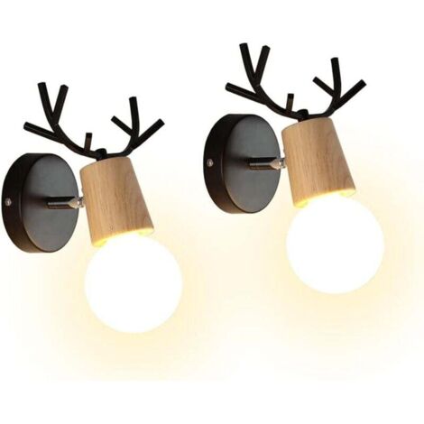 Set mit 2 modernen, kreativen Wandleuchten in Hirschgeweihform, Wandlampen für den Innenbereich aus Holz und Metall, Art-Deco-Wandleuchte für Schlafzimmer, Wohnzimmer, Flur, Restaurant, Badezimmer (Sc