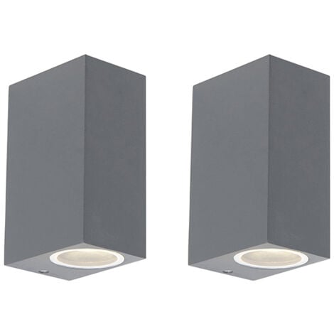 QAZQA Set mit 2 modernen Wandleuchten Anthrazit IP44 - Baleno II