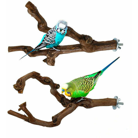 Set mit 2 Naturholz-Vogelstangen, Wildrebenholz-Sitzstangen für Vogelkäfig, Klettern, Stehen, Vogelkäfig-Zubehör für Wellensittiche, Wellensittiche, Kanarienvögel