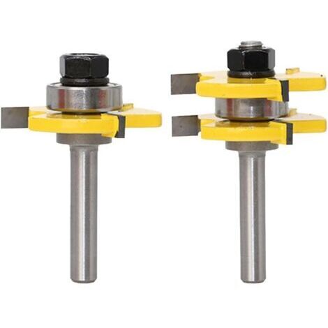 Set mit 2 Nutfräsern (8 mm Schaft), Nutfräsern, Holzbearbeitungswerkzeugen, 3-schneidigem T-Nutfräser für Holzbearbeitung und Schneiden