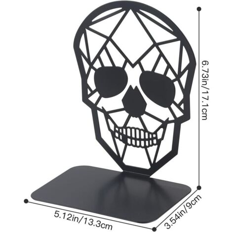 Set mit 2 Paar Metall-Buchstützen für Kinder, Buchhalter, DVD-Halter, unsichtbares Totenkopf-Regal, Buchstützen für Büro und Schule, Zuhause, Muttertagsgeschenk (Schwarz)