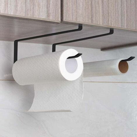 Set mit 2 Papierhandtuchhaltern (27 cm), die ohne Bohren auskommen, für Küche und Bad, schwarz