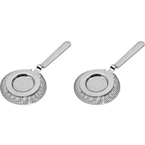 Set mit 2 professionellen Cocktailsieben für Shaker und Rührgläser, Edelstahl 304, integrierte Stabilitätskerbe, Mixologie-Zubehör (Silber)